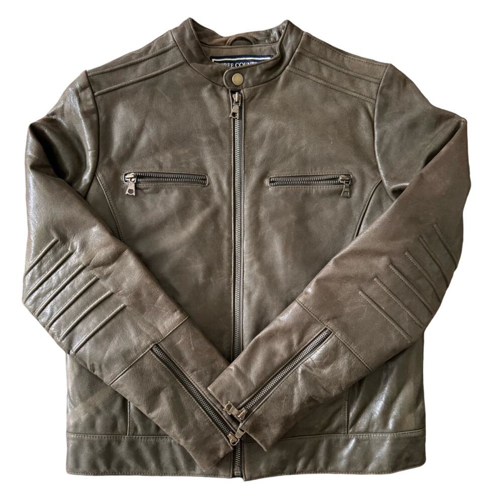 Vintage leather motorcycle style jacket